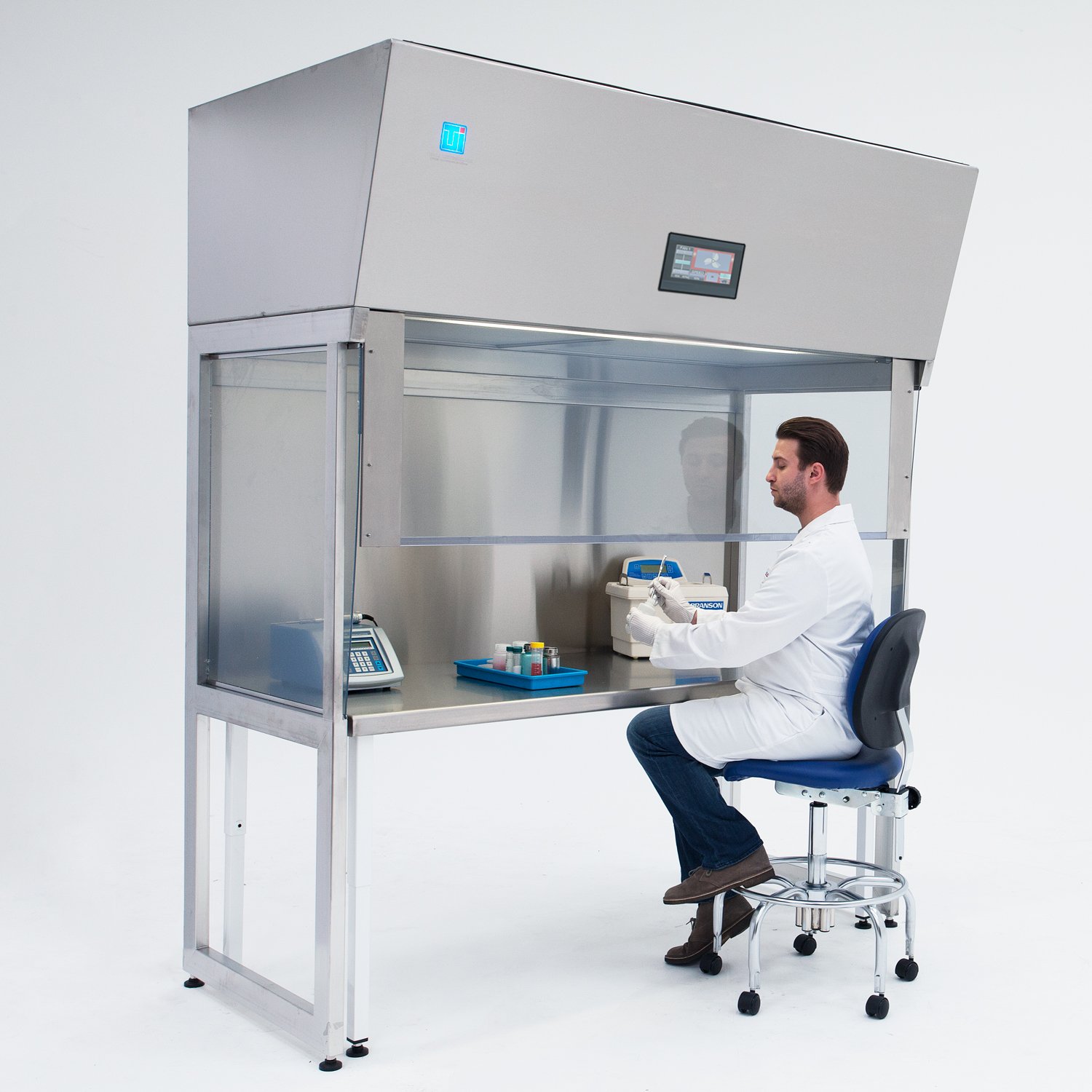 Vertical Laminar Flow Hood In Use