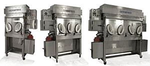 Glovebox; LFGI Laminar Flow, 304 SS, 66" W x 32" D x 80" H, 3 Glove Ports, Germfree, 120 V